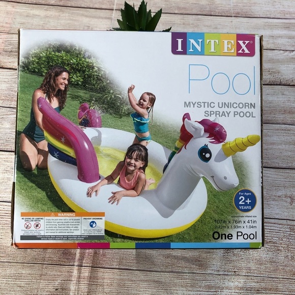 Mystic Unicorn Inflatable Spray Kiddie Pool  107” x 76” x 41” - Picture 2 of 3